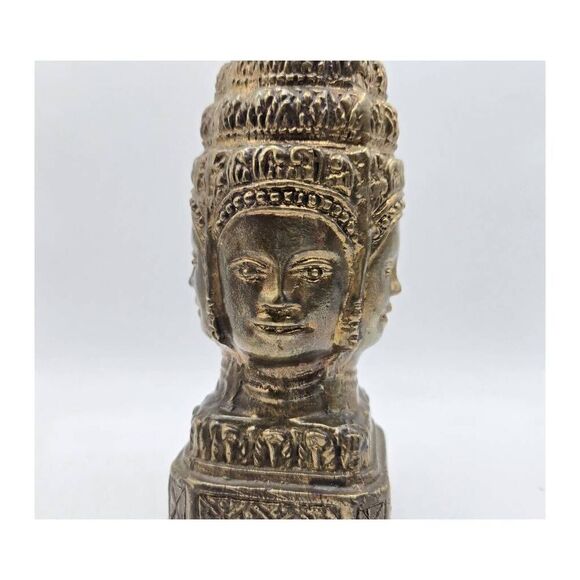 Vintage Solid Brass 4 Face Mukhalinga Statue - Picture 4 of 8